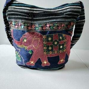Traditional Indian style embroidered Elephant crossbody Bag artsy boho Colorful